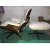 Off White Classic Lounge Chair And Ottoman In Italian Leather And Rosewood Veneer Off White Classic Lounge Chair And Ottoman In Italian Leather And Rosewood Veneer