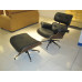 Walnut Classic Lounge Chair And Ottoman In Black Italian Leather Walnut Classic Lounge Chair And Ottoman In Black Italian Leather