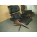 Walnut Classic Lounge Chair And Ottoman In Black Italian Leather Walnut Classic Lounge Chair And Ottoman In Black Italian Leather
