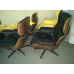 Walnut Classic Lounge Chair And Ottoman In Black Italian Leather Walnut Classic Lounge Chair And Ottoman In Black Italian Leather
