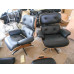 Walnut Classic Lounge Chair And Ottoman In Black Italian Leather Walnut Classic Lounge Chair And Ottoman In Black Italian Leather