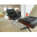 Tigerwood Classic Lounge Chair And Ottoman In Black Italian Leather Tigerwood Classic Lounge Chair And Ottoman In Black Italian Leather