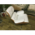 Maple Wood Classic Lounge Chair And Ottoman In White Italian Leather Maple Wood Classic Lounge Chair And Ottoman In White Italian Leather