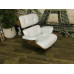 Maple Wood Classic Lounge Chair And Ottoman In White Italian Leather Maple Wood Classic Lounge Chair And Ottoman In White Italian Leather