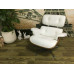 Maple Wood Classic Lounge Chair And Ottoman In White Italian Leather Maple Wood Classic Lounge Chair And Ottoman In White Italian Leather