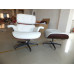 White Classic Lounge Chair And Ottoman In Italian Leather And Rosewood White Classic Lounge Chair And Ottoman In Italian Leather And Rosewood