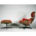 Red Classic Lounge Chair And Ottoman In Italian Leather And Walnut Plywood Red Classic Lounge Chair And Ottoman In Italian Leather And Walnut Plywood