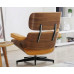 Light Tan Classic Lounge Chair And Ottoman In Italian Leather And Chestnut