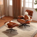 Classic Lounge Chair And Ottoman In Pony Skin Leather