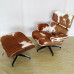Classic Lounge Chair And Ottoman In Pony Skin Leather