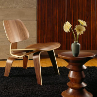 Reproduction LCW Plywood Dining Chair In Walnut