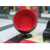 Ball Chair In Black Shell With Red Fabric Interior