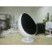 Pod Chair In White Shell With Black Fabric Interior