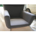 Hans J Wegner Style Wing Chair In Gray Fabric