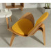 Hans Wegner Style Three Legged Shell Chair In Yellow Fabric Hans Wegner Style Three Legged Shell Chair In Yellow Fabric