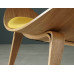 Hans Wegner Style Three Legged Shell Chair In Yellow Fabric Hans Wegner Style Three Legged Shell Chair In Yellow Fabric