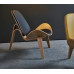 Hans Wegner Style Three Legged Shell Chair In Italian Leather Hans Wegner Style Three Legged Shell Chair In Italian Leather