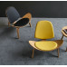 Hans Wegner Style Three Legged Shell Chair In Italian Leather Hans Wegner Style Three Legged Shell Chair In Italian Leather