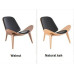 Hans Wegner Style Three Legged Shell Chair In Italian Leather Hans Wegner Style Three Legged Shell Chair In Italian Leather