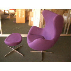 Egg Chair With Ottoman In Purple Coarse Fabric