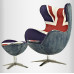 Egg Chair In English Flag Fabric With Ottoman